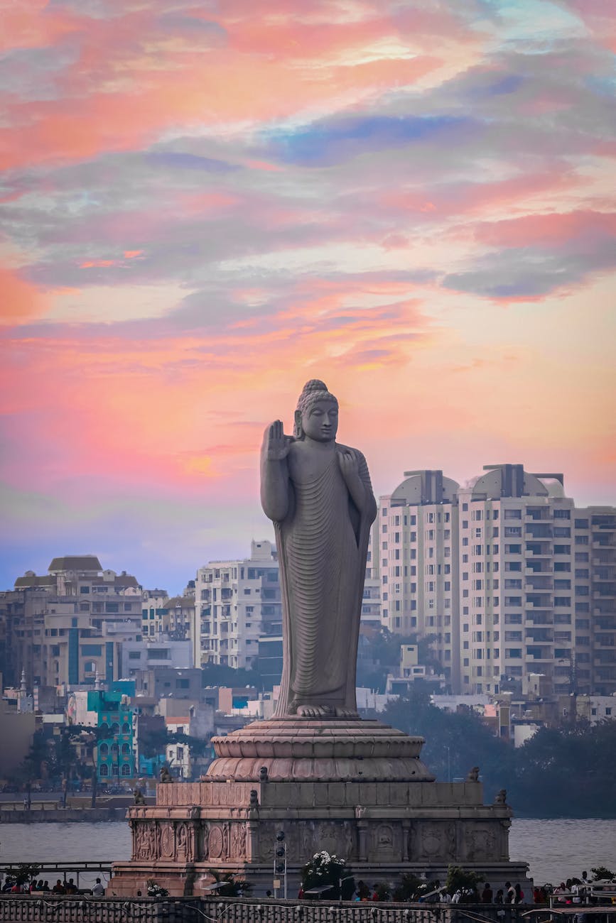 statue of buddha during sunset