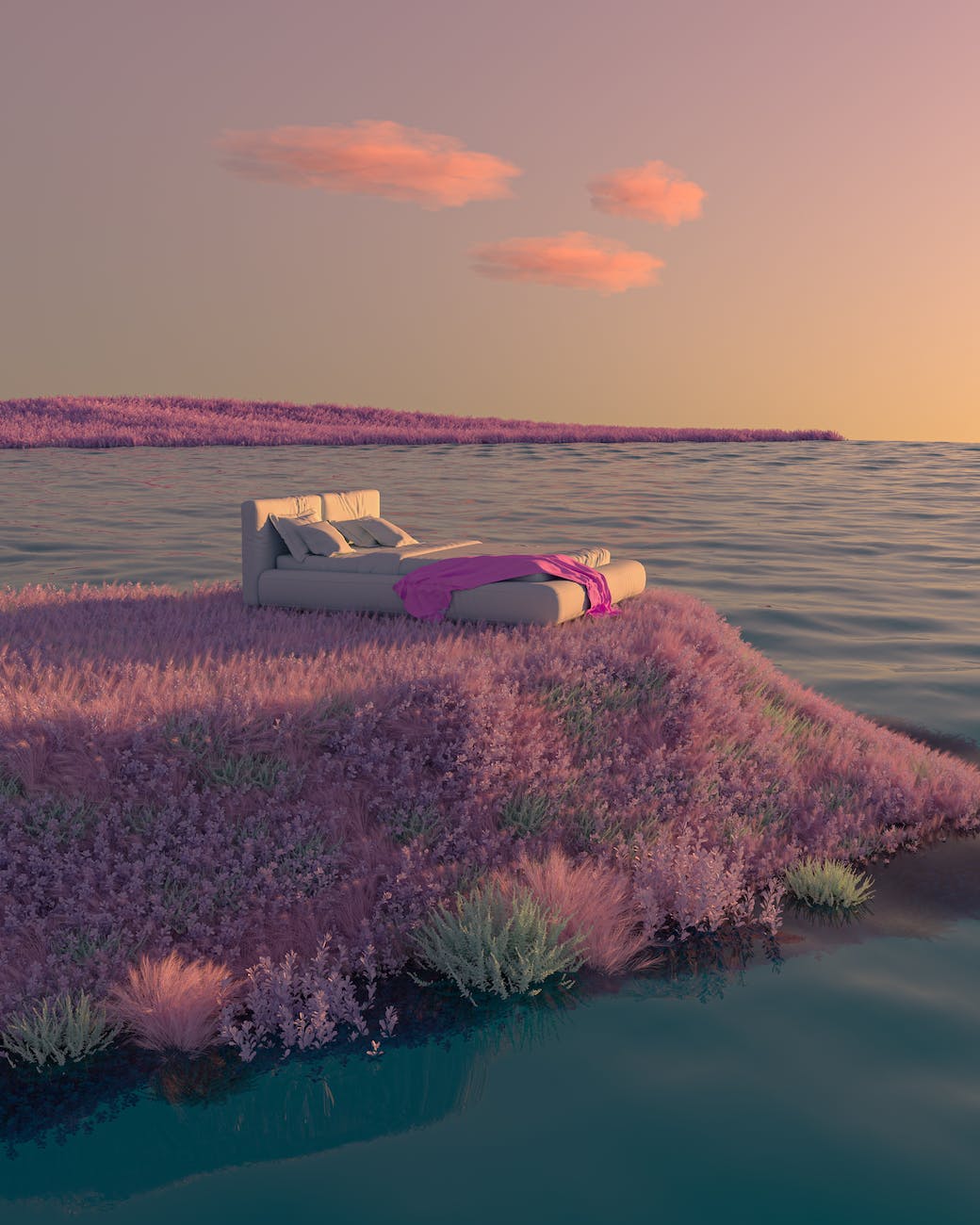 bed on colorful flowers on cape